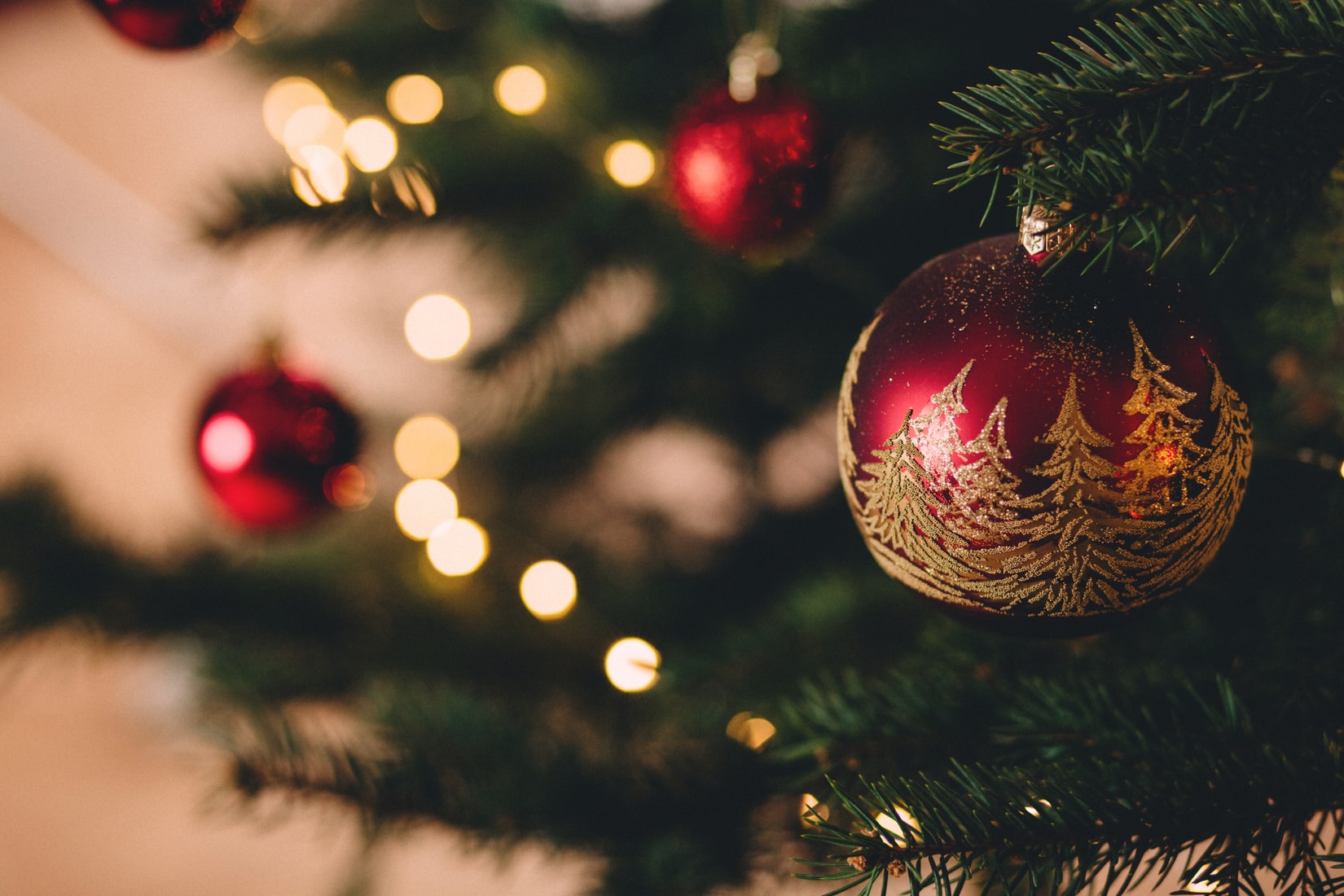 baubles on a christmas tree