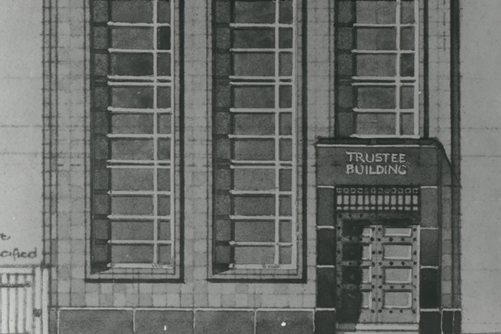 Drawing of old trustee building 